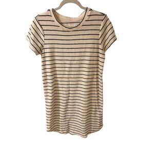 Thread & Supply Women's Striped Terrycloth Coverup Tunic Dress, Navy Ecru, M